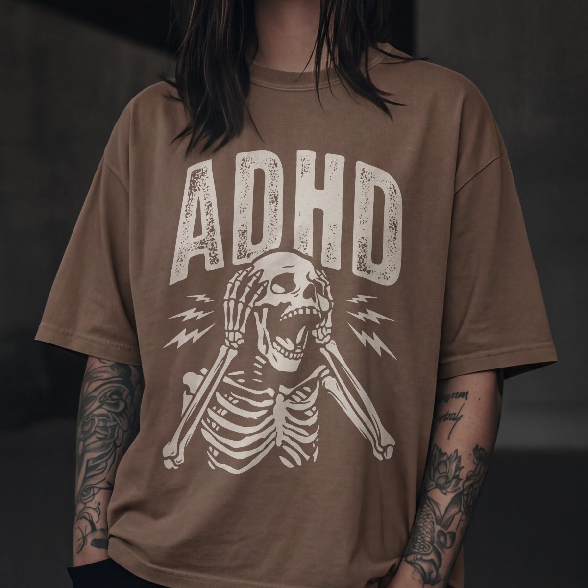 UNHINGED ADHD TEE Espresso S - Embrace The Chaos mental health humor apparel