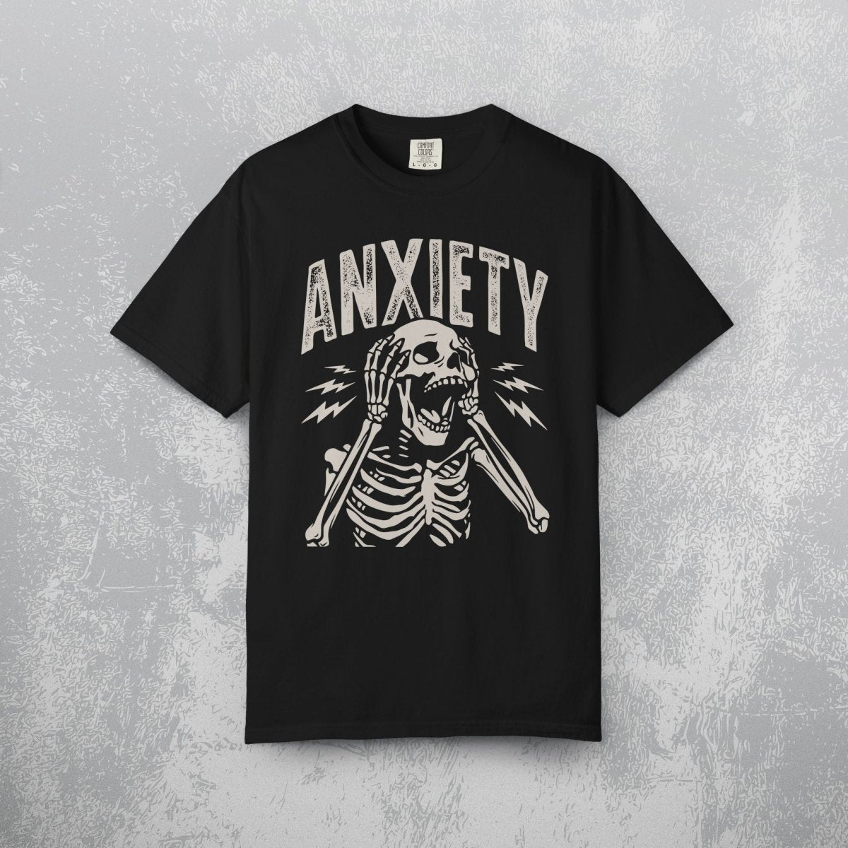 UNHINGED ANXIETY TEE Black S - Embrace The Chaos mental health humor apparel