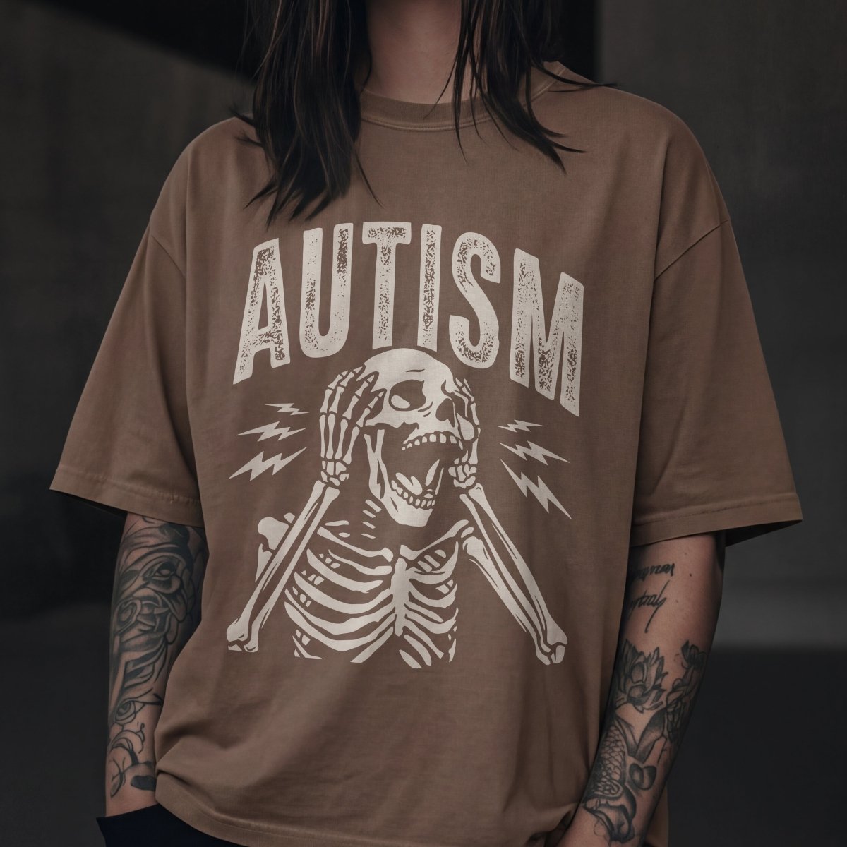 UNHINGED AUTISM TEE Espresso S - Embrace The Chaos mental health humor apparel