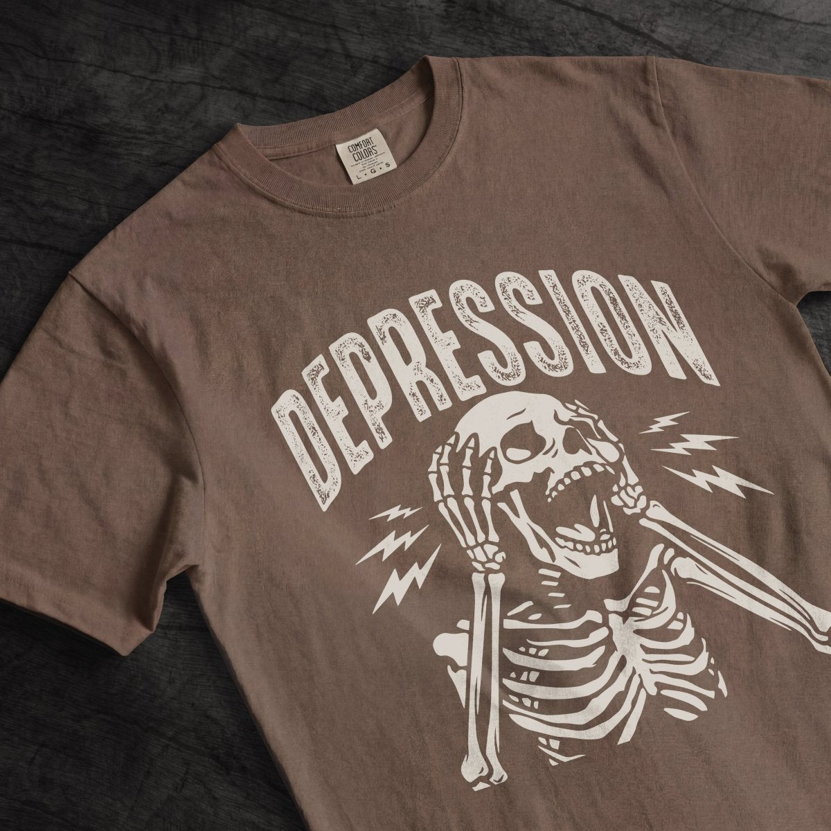 UNHINGED DEPRESSION TEE Berry S - Embrace The Chaos mental health humor apparel