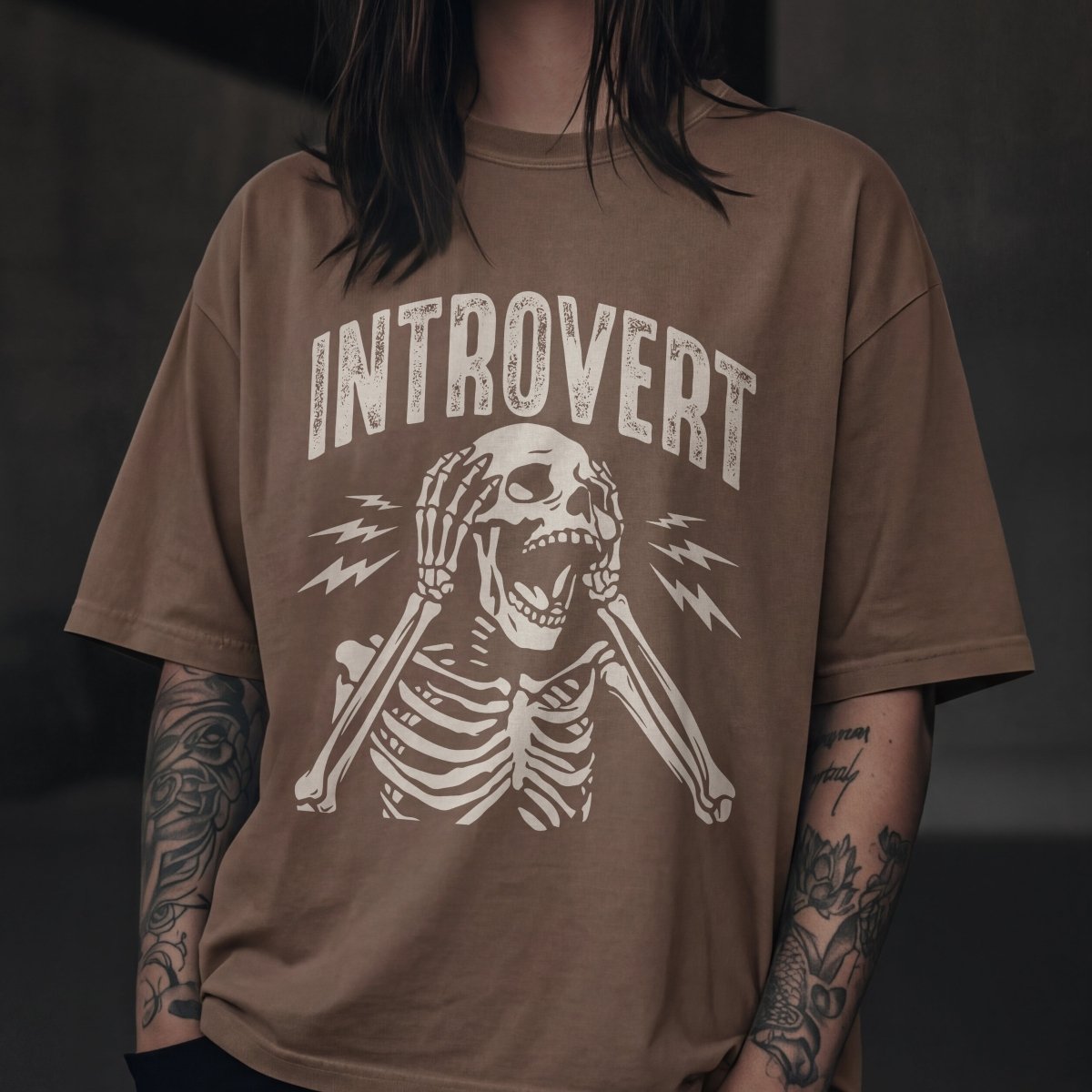 UNHINGED INTROVERT TEE Espresso S - Embrace The Chaos mental health humor apparel