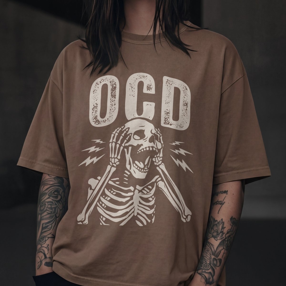UNHINGED OCD TEE Espresso S - Embrace The Chaos mental health humor apparel