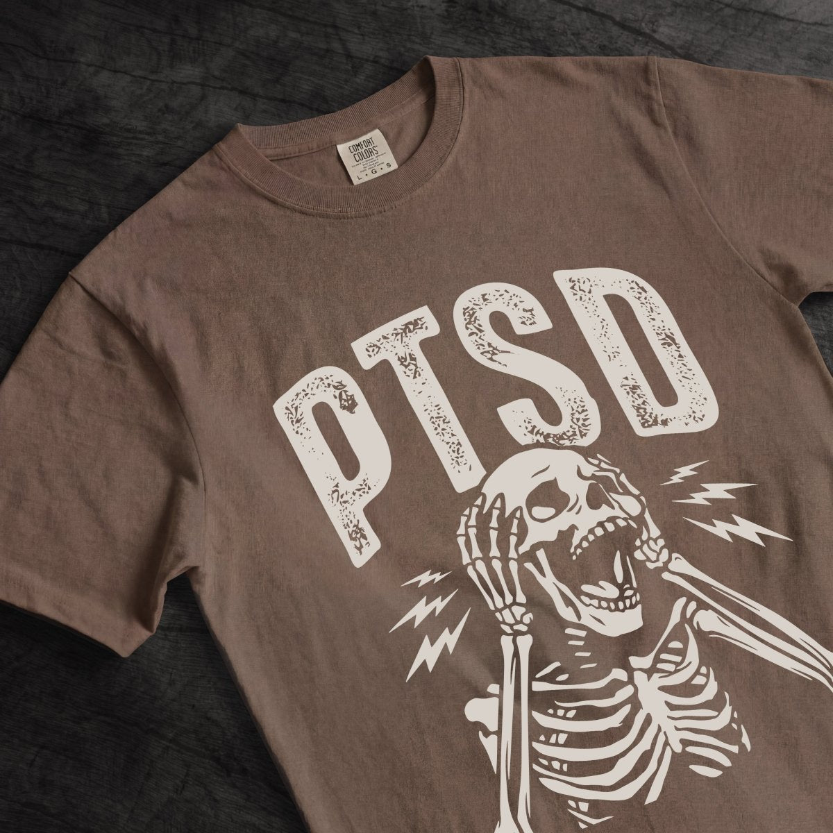 UNHINGED PTSD TEE Black S - Embrace The Chaos mental health humor apparel