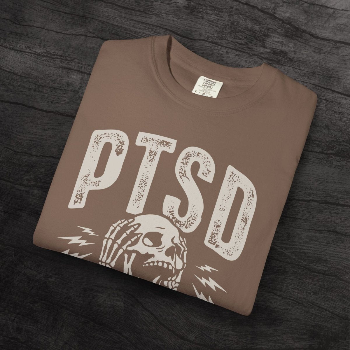UNHINGED PTSD TEE Black S - Embrace The Chaos mental health humor apparel