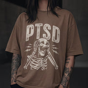 UNHINGED PTSD TEE Espresso S - Embrace The Chaos mental health humor apparel