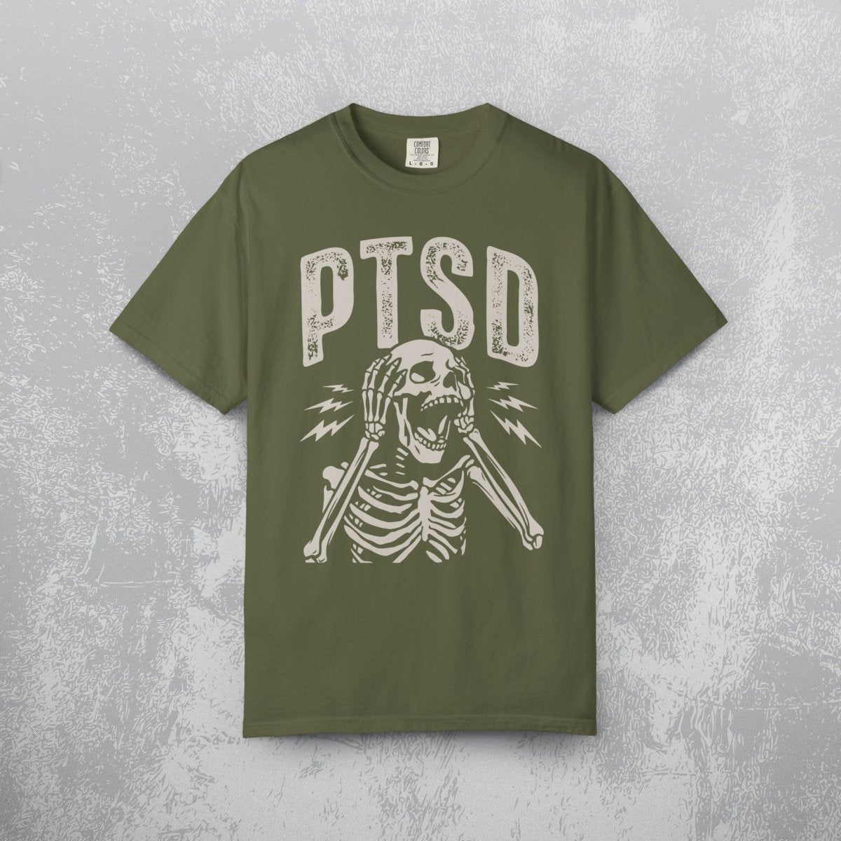 UNHINGED PTSD TEE Hemp S - Embrace The Chaos mental health humor apparel