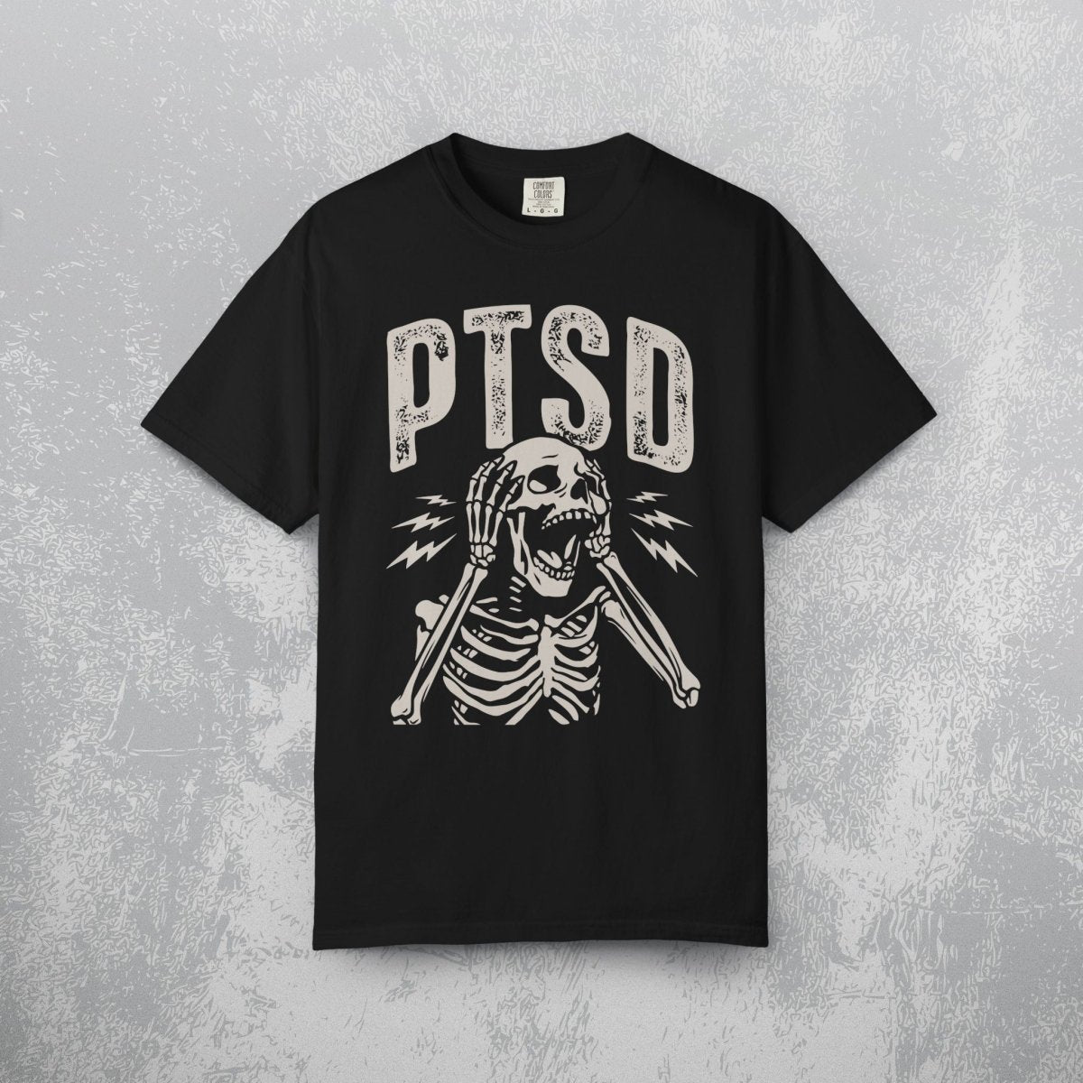 UNHINGED PTSD TEE Black S - Embrace The Chaos mental health humor apparel