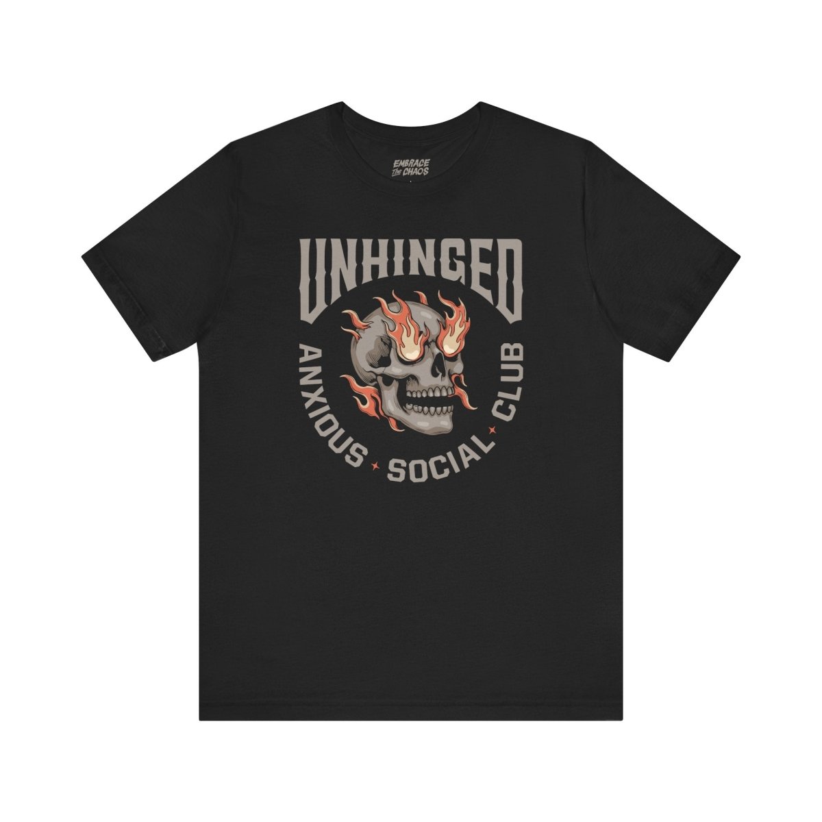 UNHINGED SOCIAL CLUB T-SHIRT XS Black - Embrace The Chaos mental health humor apparel