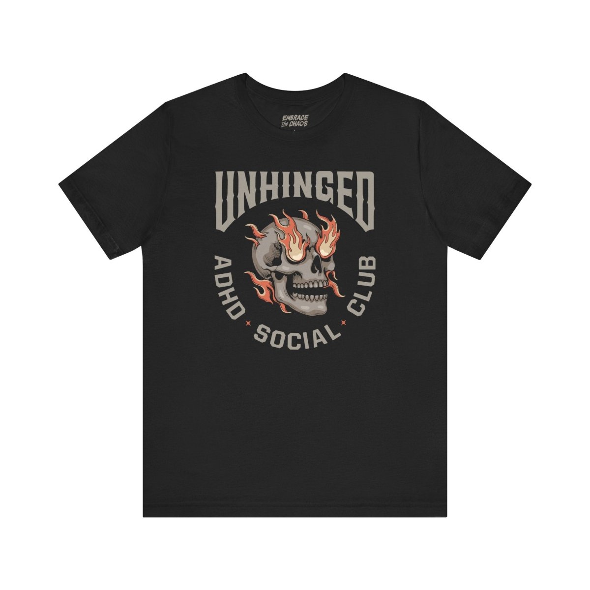 UNHINGED SOCIAL CLUB T-SHIRT XS Black - Embrace The Chaos mental health humor apparel