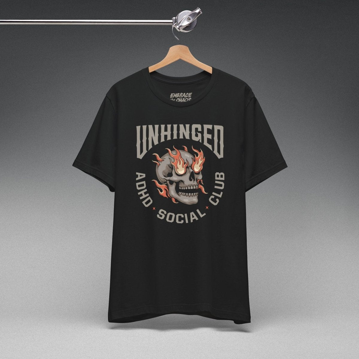 UNHINGED SOCIAL CLUB T - SHIRT XS Black - Embrace The Chaos mental health humor apparel