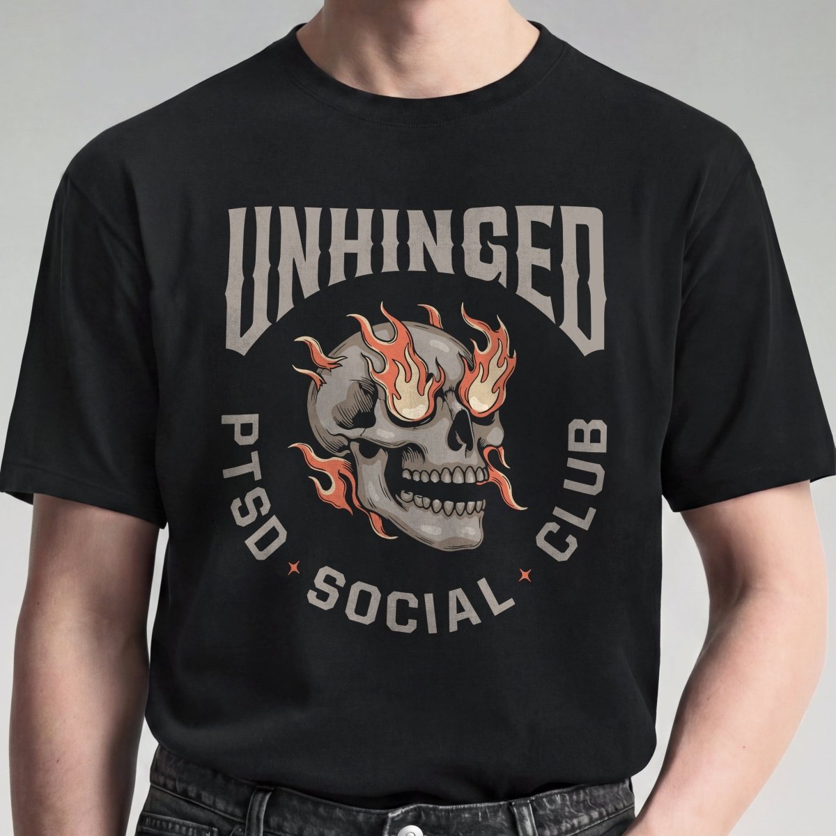 UNHINGED SOCIAL CLUB T - SHIRT XS Dark Grey - Embrace The Chaos mental health humor apparel