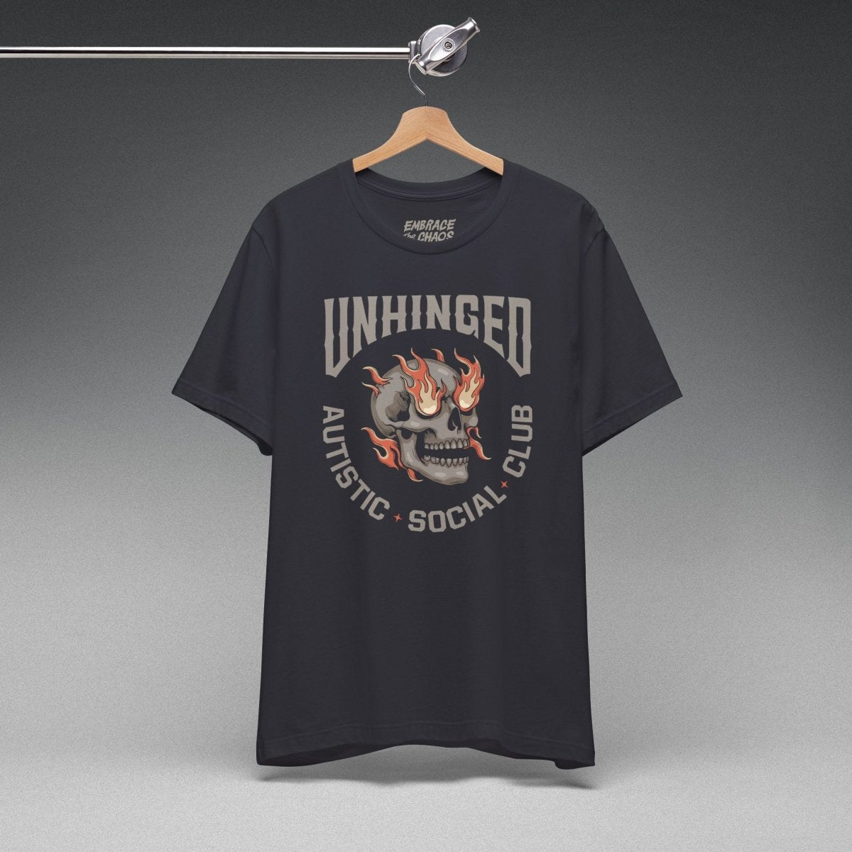 UNHINGED SOCIAL CLUB T-SHIRT XS Dark Grey - Embrace The Chaos mental health humor apparel