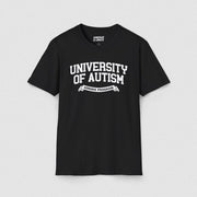 UNIVERSITY OF AUTISM TEE Black XS - Embrace The Chaos mental health humor apparel