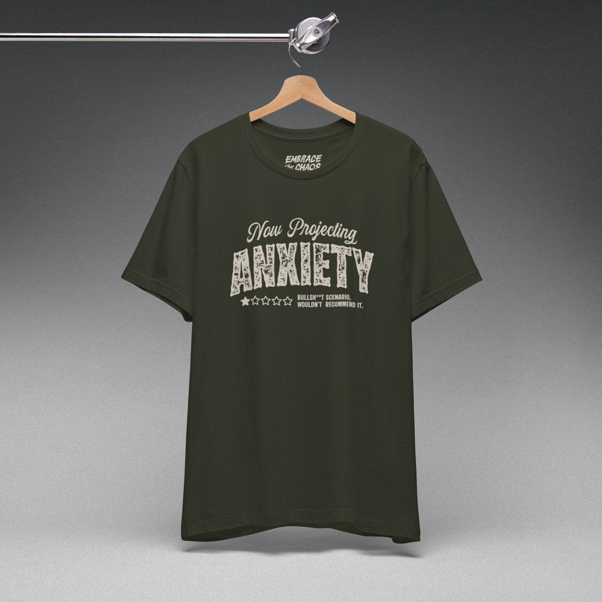 WOULDN'T RECOMMEND IT TEE XS Dark Olive - Embrace The Chaos mental health humor apparel